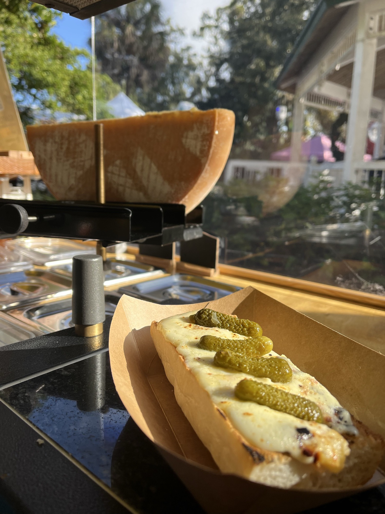 Raclette wheel and toasted ciabatta melt at a Melted State event